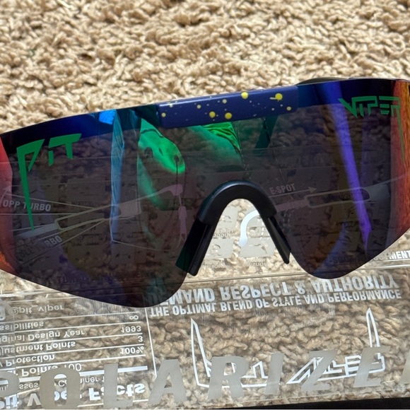 NWT Pit Viper Polarized Sunglasses Blue/Yellow Splatter – Brand New with Case - Picture 6 of 8